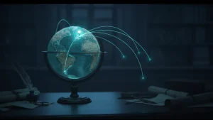 Globe with glowing connection lines symbolizes domain mapping in WordPress | Domain Mapping WordPress