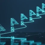 Glowing ascending milestone flags along a path symbolize the Onartline Multisite Domain Mapping changelog